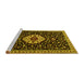 Sideview of Machine Washable Medallion Yellow Traditional Rug, wshtr1797yw