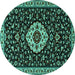 Round Medallion Turquoise Traditional Rug, tr1797turq