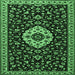 Square Machine Washable Medallion Emerald Green Traditional Area Rugs, wshtr1797emgrn