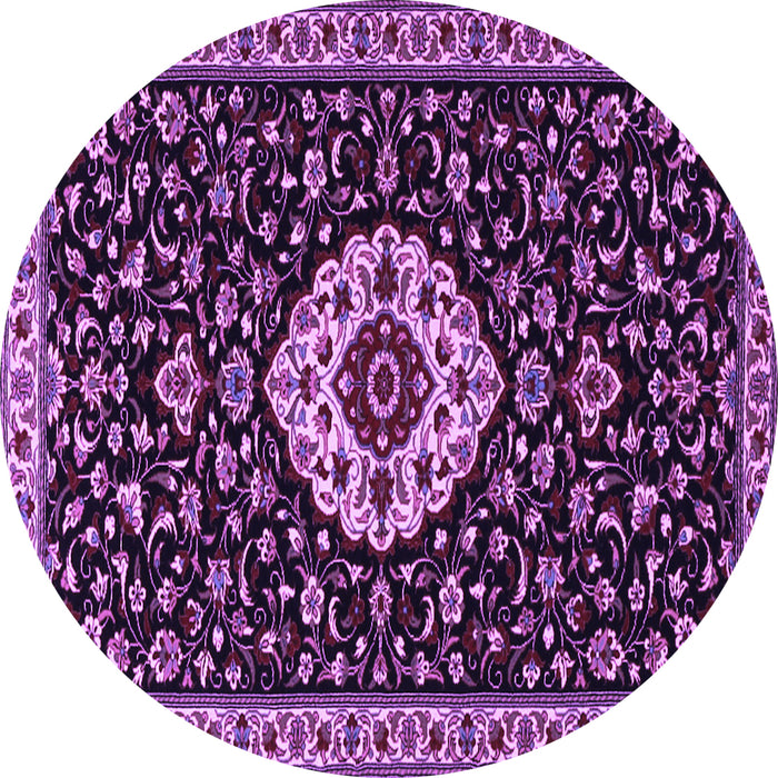 Round Medallion Purple Traditional Rug, tr1797pur