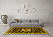 Machine Washable Medallion Yellow Traditional Rug in a Living Room, wshtr1797yw