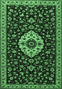 Medallion Emerald Green Traditional Rug, tr1797emgrn