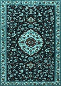 Medallion Light Blue Traditional Rug, tr1797lblu