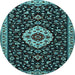 Round Medallion Light Blue Traditional Rug, tr1797lblu