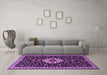 Machine Washable Medallion Purple Traditional Area Rugs in a Living Room, wshtr1797pur