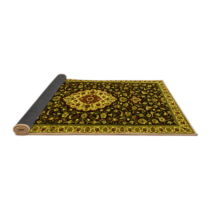 Sideview of Medallion Yellow Traditional Rug, tr1797yw