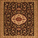 Round Machine Washable Medallion Orange Traditional Area Rugs, wshtr1797org