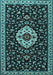 Machine Washable Medallion Light Blue Traditional Rug, wshtr1797lblu