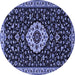 Round Machine Washable Medallion Blue Traditional Rug, wshtr1797blu