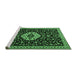 Sideview of Machine Washable Medallion Emerald Green Traditional Area Rugs, wshtr1797emgrn