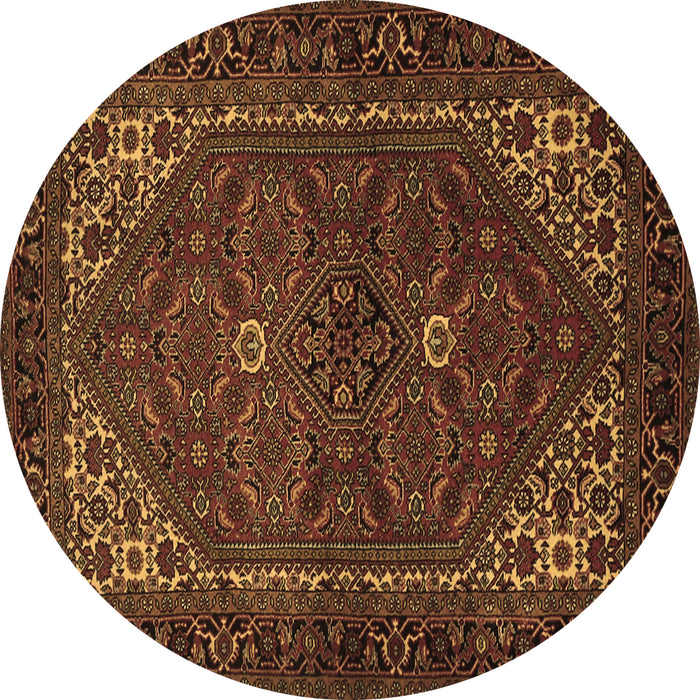 Round Persian Brown Traditional Rug, tr1798brn