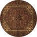 Round Persian Brown Traditional Rug, tr1798brn