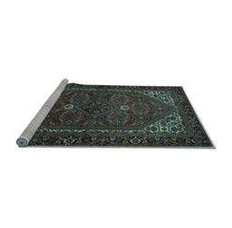 Sideview of Machine Washable Persian Light Blue Traditional Rug, wshtr1798lblu