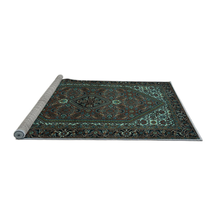 Sideview of Machine Washable Persian Light Blue Traditional Rug, wshtr1798lblu