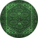 Round Persian Emerald Green Traditional Rug, tr1798emgrn