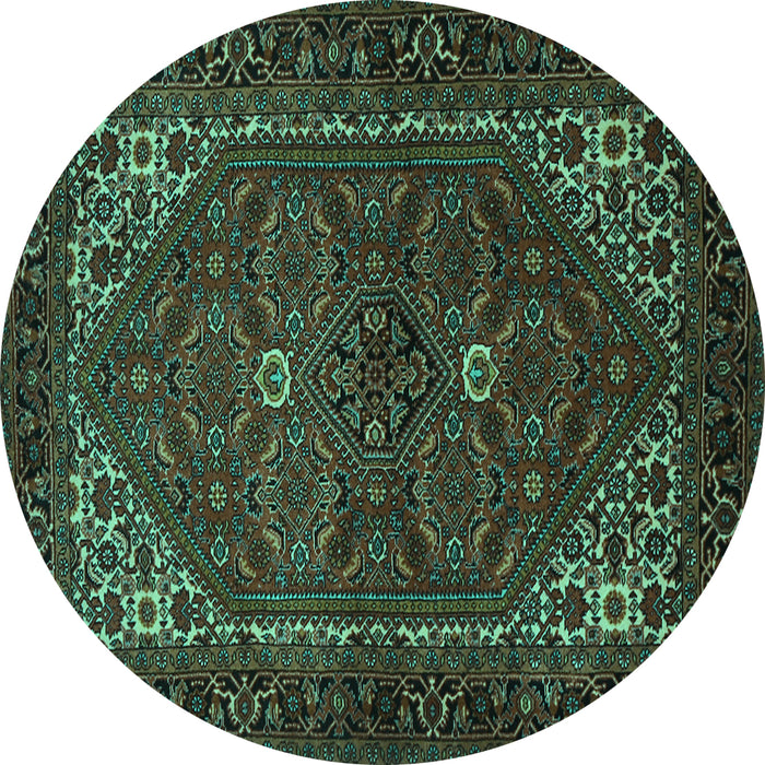 Round Persian Turquoise Traditional Rug, tr1798turq