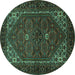 Round Persian Turquoise Traditional Rug, tr1798turq