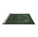 Sideview of Machine Washable Persian Turquoise Traditional Area Rugs, wshtr1798turq