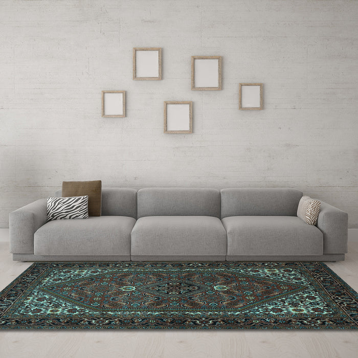 Machine Washable Persian Light Blue Traditional Rug in a Living Room, wshtr1798lblu