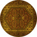 Round Persian Yellow Traditional Rug, tr1798yw