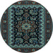 Round Machine Washable Persian Light Blue Traditional Rug, wshtr1799lblu