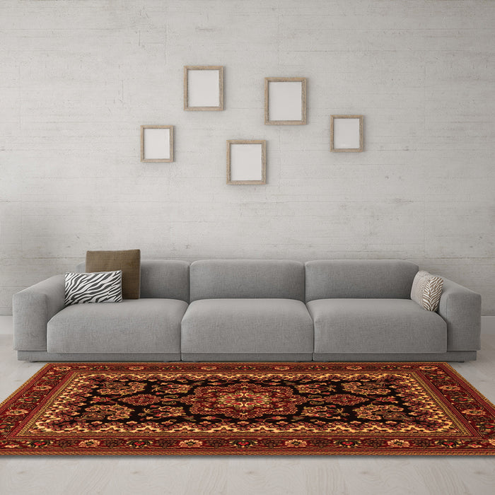 Machine Washable Persian Orange Traditional Area Rugs in a Living Room, wshtr1799org