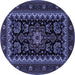 Round Persian Blue Traditional Rug, tr1799blu