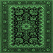 Square Machine Washable Persian Emerald Green Traditional Area Rugs, wshtr1799emgrn