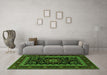 Machine Washable Persian Green Traditional Area Rugs in a Living Room,, wshtr1799grn