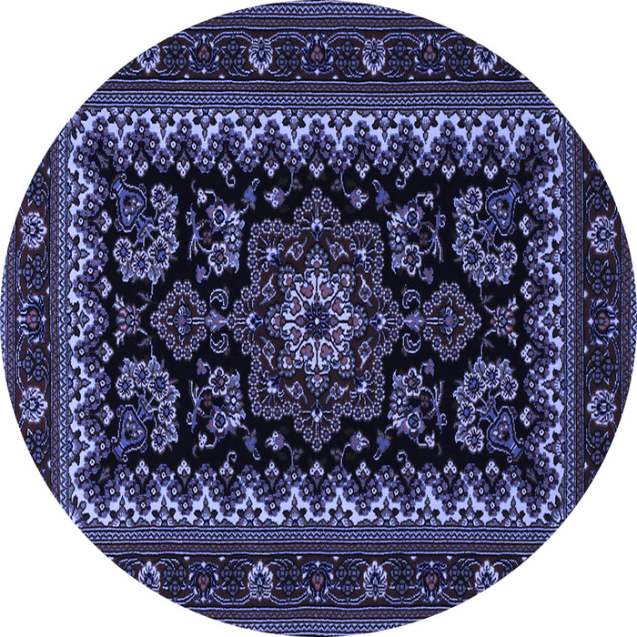 Round Machine Washable Persian Blue Traditional Rug, wshtr1799blu