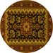 Round Machine Washable Persian Yellow Traditional Rug, wshtr1799yw