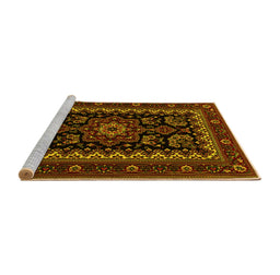 Sideview of Machine Washable Persian Yellow Traditional Rug, wshtr1799yw