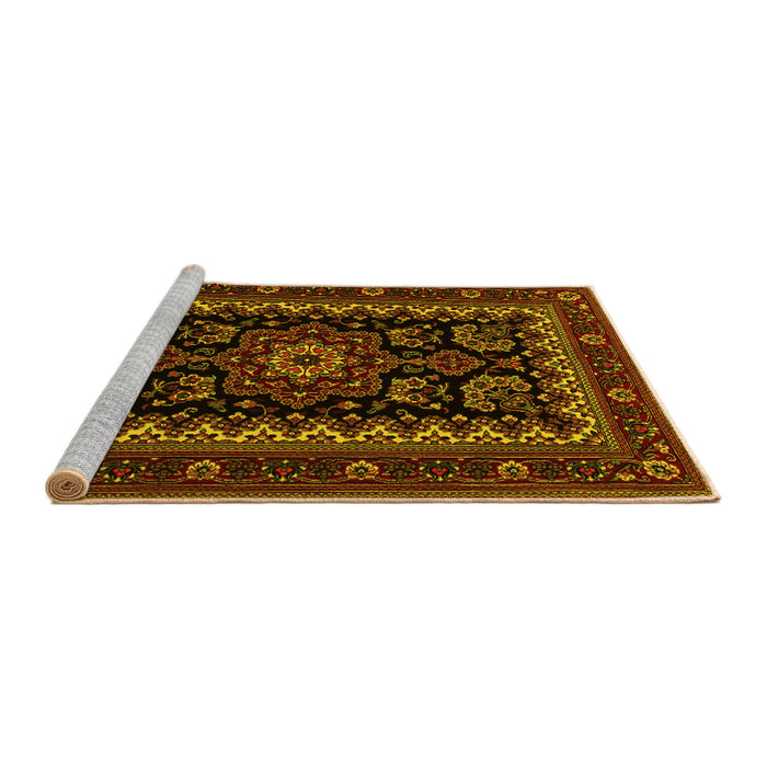 Sideview of Machine Washable Persian Yellow Traditional Rug, wshtr1799yw
