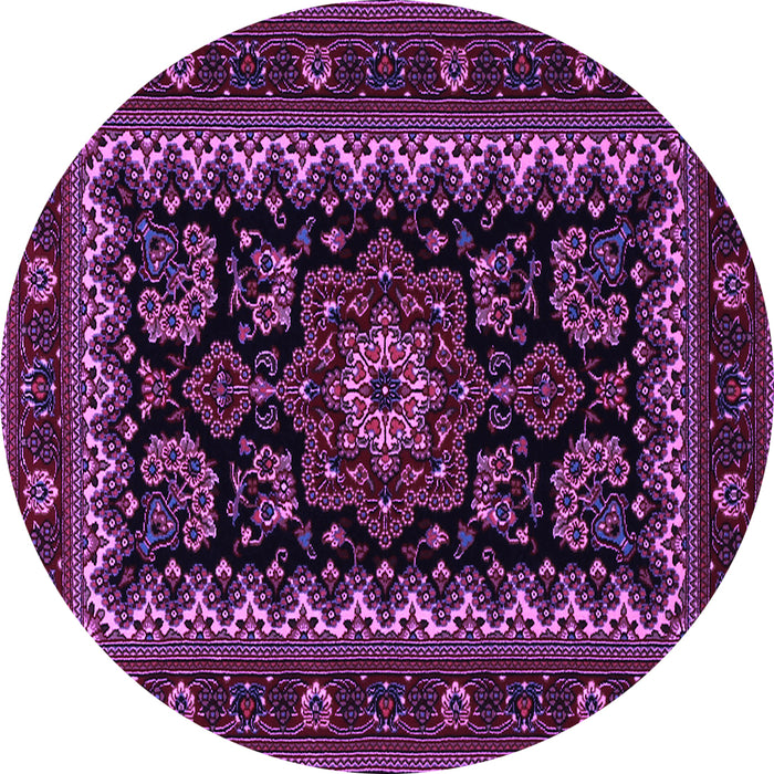 Round Machine Washable Persian Purple Traditional Area Rugs, wshtr1799pur