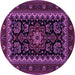 Round Machine Washable Persian Purple Traditional Area Rugs, wshtr1799pur