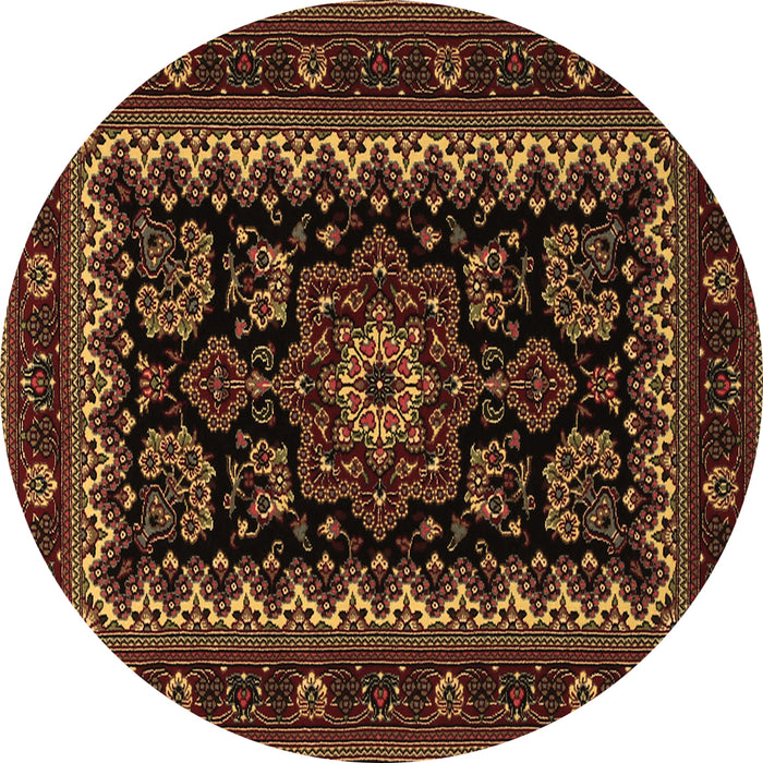Round Persian Brown Traditional Rug, tr1799brn