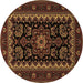 Round Persian Brown Traditional Rug, tr1799brn