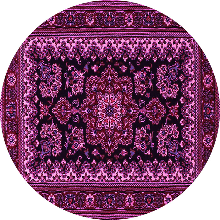 Round Machine Washable Persian Pink Traditional Rug, wshtr1799pnk