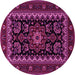 Round Machine Washable Persian Pink Traditional Rug, wshtr1799pnk