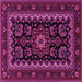 Square Machine Washable Persian Pink Traditional Rug, wshtr1799pnk