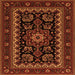 Round Machine Washable Persian Orange Traditional Area Rugs, wshtr1799org