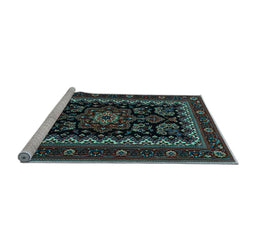 Sideview of Machine Washable Persian Light Blue Traditional Rug, wshtr1799lblu