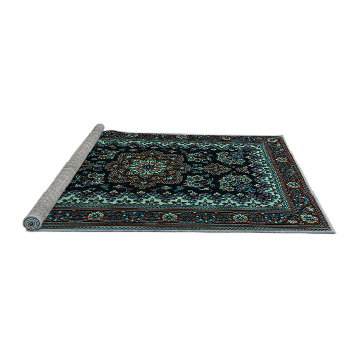 Sideview of Machine Washable Persian Light Blue Traditional Rug, wshtr1799lblu