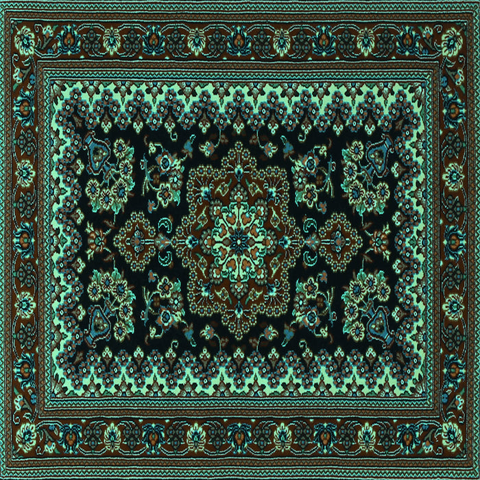 Square Machine Washable Persian Turquoise Traditional Area Rugs, wshtr1799turq