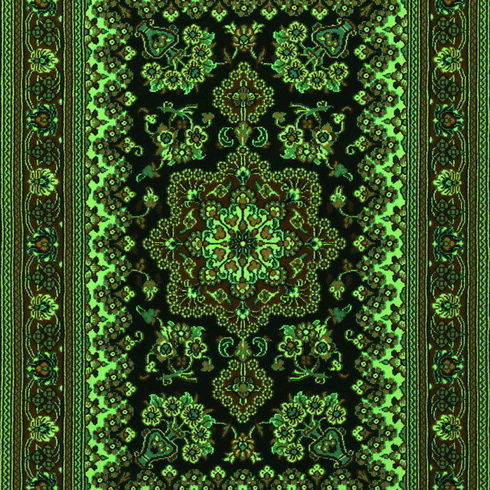 Serging Thickness of Machine Washable Persian Green Traditional Area Rugs, wshtr1799grn