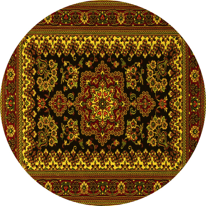 Round Persian Yellow Traditional Rug, tr1799yw