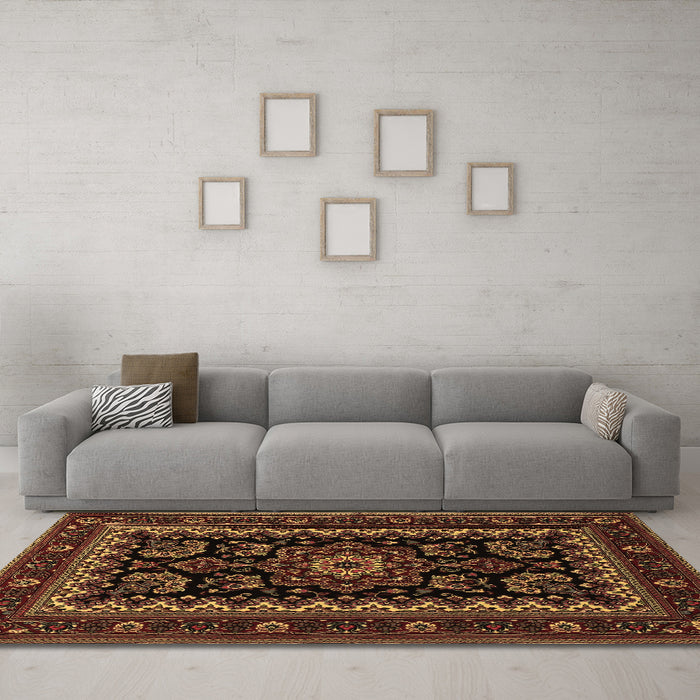 Machine Washable Persian Brown Traditional Rug in a Living Room,, wshtr1799brn