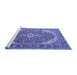 Sideview of Machine Washable Persian Blue Traditional Rug, wshtr179blu