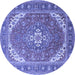 Round Machine Washable Persian Blue Traditional Rug, wshtr179blu