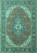 Machine Washable Persian Turquoise Traditional Area Rugs, wshtr179turq